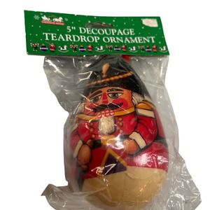 Nutcracker 5” DECOUPAGE TEARDROP ORNAMENT